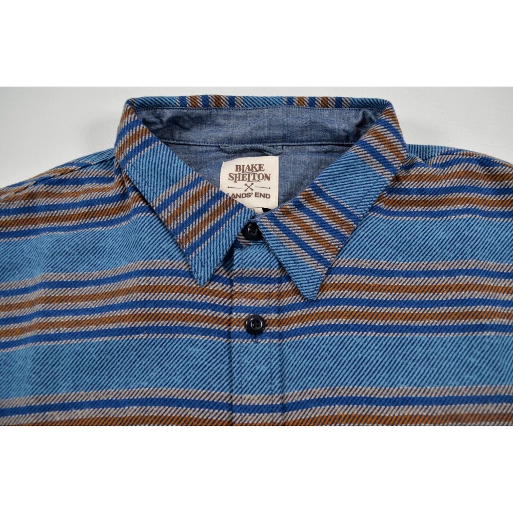 Nwt's Blake Shelton x Lands' End Shirt Men's  4XL Heavy Flannel Stripe Button Up